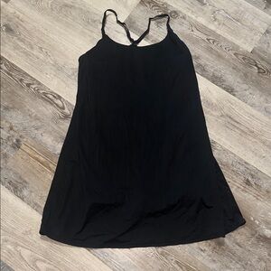 Black spaghetti strap athletic romper dress